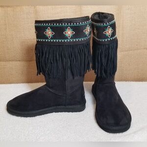 Montana West Black Sued Boots